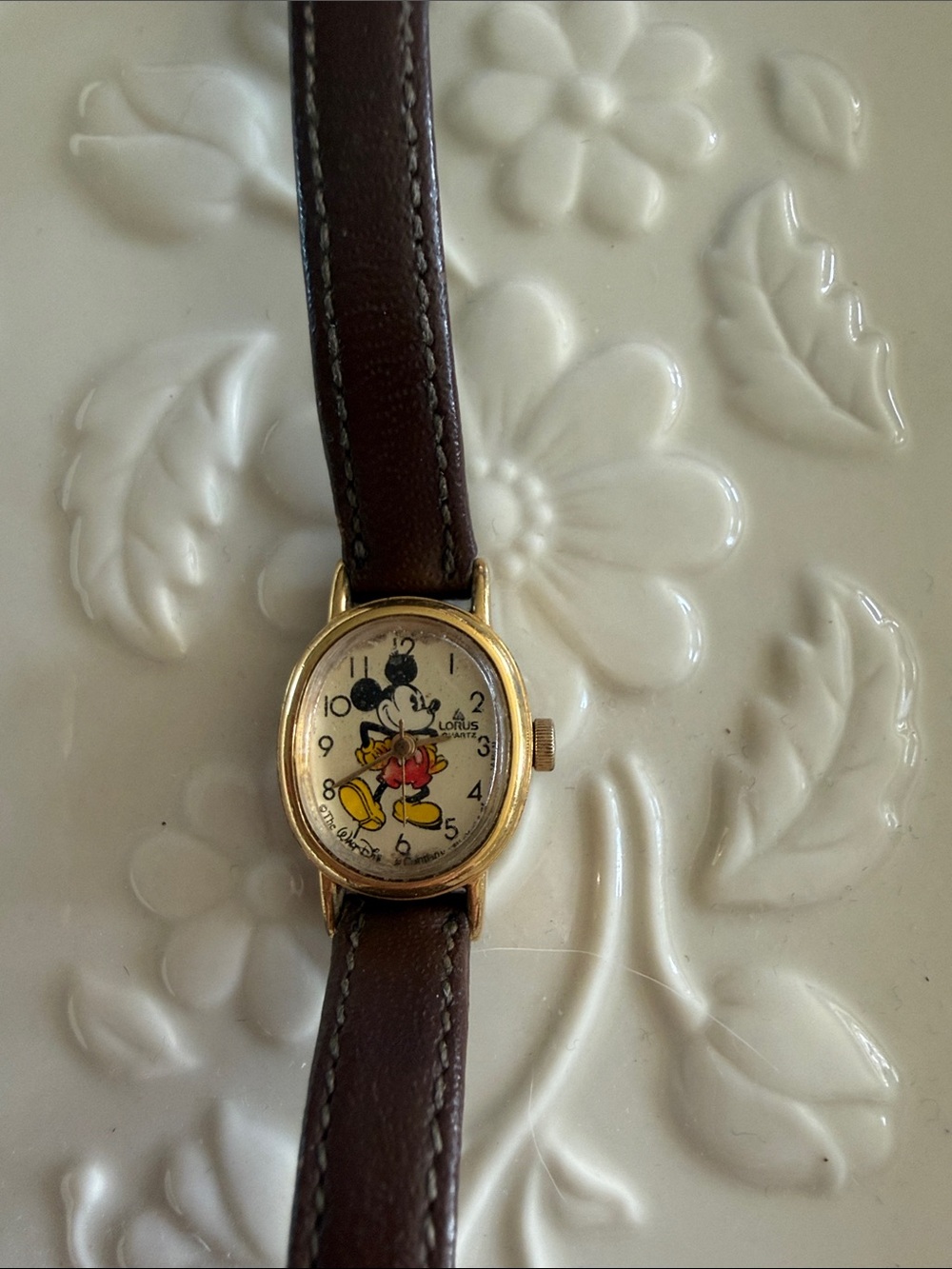 Mickey Mouse Brown Leather-Strap Watch